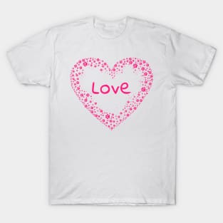 Pink Paw Print Love Heart T-Shirt